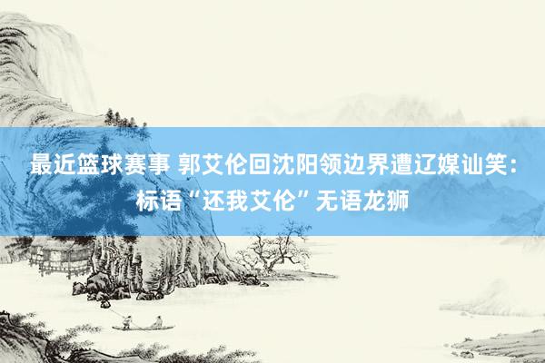 最近篮球赛事 郭艾伦回沈阳领边界遭辽媒讪笑：标语“还我艾伦”无语龙狮