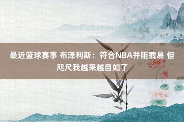 最近篮球赛事 布泽利斯：符合NBA并阻截易 但咫尺我越来越自如了